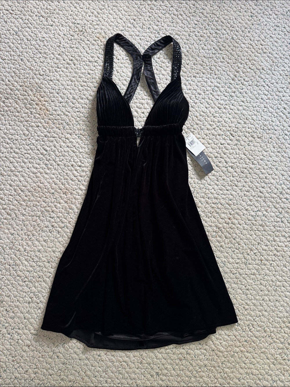 Aidan Mattox Black Velvet Racerback Dress